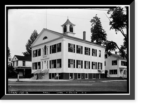 Historic Framed Print, Town Hall, Brooklyn, Windham County, CT,  17-7/8" x 21-7/8"