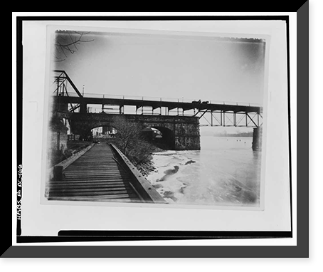 Historic Framed Print, Potomac Aqueduct, Georgetown abutment at Georgetown waterfront, Washington, District of Columbia, DC - 5,  17-7/8" x 21-7/8"
