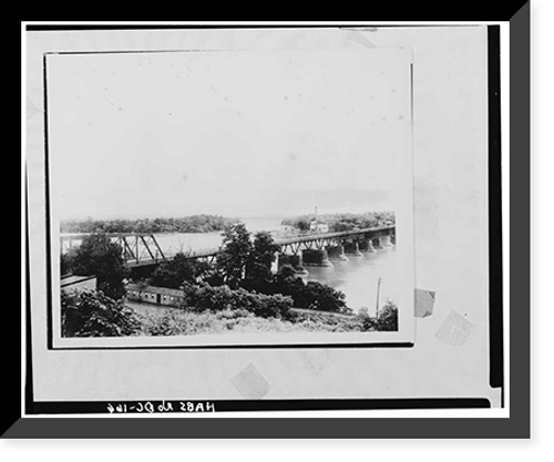 Historic Framed Print, Potomac Aqueduct, Georgetown abutment at Georgetown waterfront, Washington, District of Columbia, DC - 6,  17-7/8" x 21-7/8"