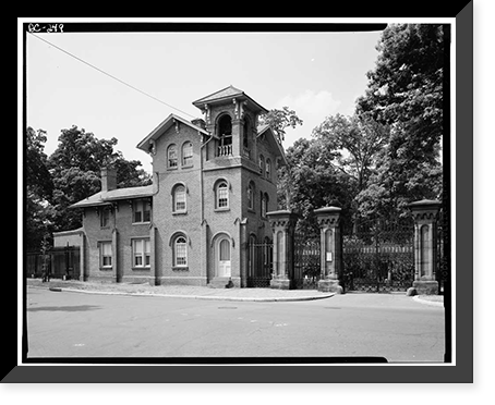 Historic Framed Print, Oak Hill Cemetery, Gatehouse, 3001 R Street Northwest, Washington, District of Columbia, DC,  17-7/8" x 21-7/8"