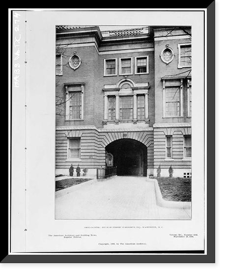 Herbert Wadsworth House, 1801 Massachusetts Avenue Northwest, Washington, District of Columbia, DC - 9, Vintage Print