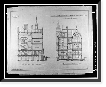 Gallaudet College, College Hall, Seventh & Florida Avenue Northeast, Washington, District of Columbia, DC - 8, Historic Print
