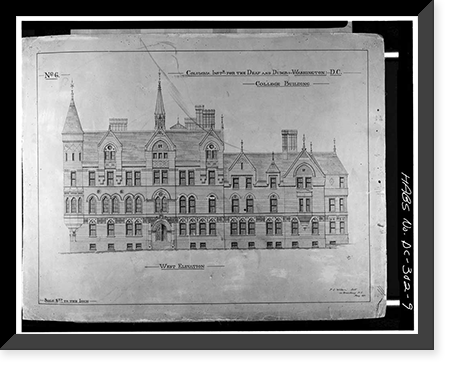 Gallaudet College, College Hall, Seventh & Florida Avenue Northeast, Washington, District of Columbia, DC - 9, Antique Poster