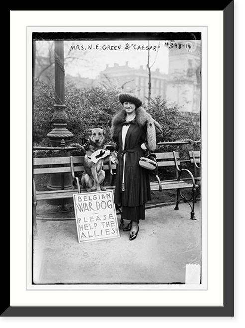 Historic Framed Print, Mrs. N.E. Green & "Caesar" (dog),  17-7/8" x 21-7/8"