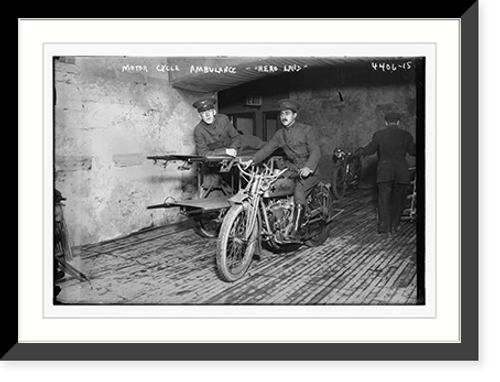 Historic Framed Print, Motor Cycle Ambulance .  Hero Land,  17-7/8" x 21-7/8"