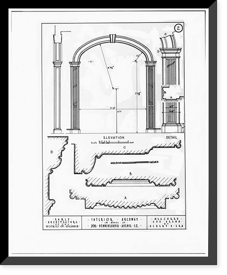 Elias B. Caldwell House, Doorway & Interior Archway, 206 Pennsylvania Avenue Southeast, Washington, District of Columbia, DC - 2, Vintage Print