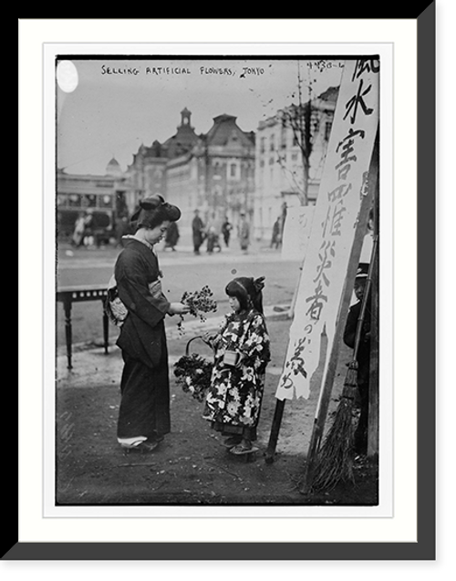 Historic Framed Print, Selling artificial flowers, Tokyo,  17-7/8" x 21-7/8"