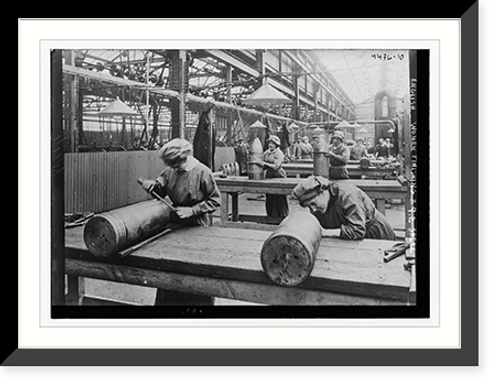 Historic Framed Print, Engl. women finishing a 9.2 shell,  17-7/8" x 21-7/8" Historic Framed Print, Engl. women finishing a 9.2 shell,  17-7/8" x 21-7/8"