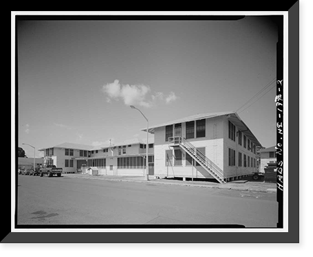 U.S. Naval Base, Pearl Harbor, Barracks, Russell Way at Corner of Neville Way, Pearl Harbor, Honolulu County, HI - 2, Antique Print