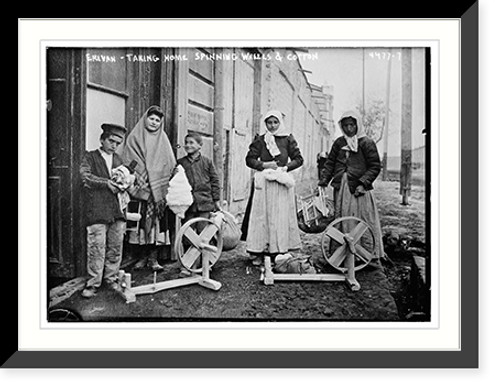 Historic Framed Print, Erivan .  Taking home spinning wheels & cotton,  17-7/8" x 21-7/8"