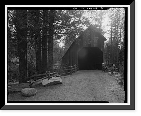 Wawona Covered Bridge, Spanning South Fork Merced River on service road, Wawona, Mariposa County, CA - 3, Vintage Poster