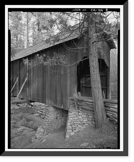 Wawona Covered Bridge, Spanning South Fork Merced River on service road, Wawona, Mariposa County, CA - 8, Antique Print