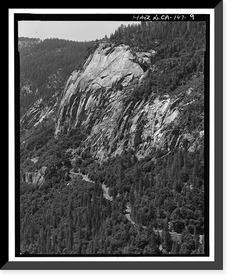 Historic Framed Print, Big Oak Flat Road, Between Big Oak Flat Entrance & Merced River, Yosemite Village, Mariposa County, CA - 9,  17-7/8" x 21-7/8"