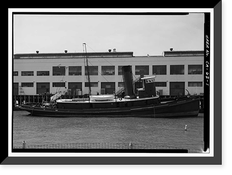 Historic Framed Print, Steam Tug HERCULES, Hyde Street Pier, San Francisco, San Francisco County, CA,  17-7/8" x 21-7/8"