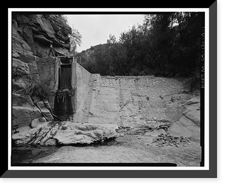 Historic Framed Print, Santa Ana River Hydroelectric System, Santa Ana River Diversion Dam, Redlands vicinity, San Bernardino County, CA,  17-7/8" x 21-7/8"