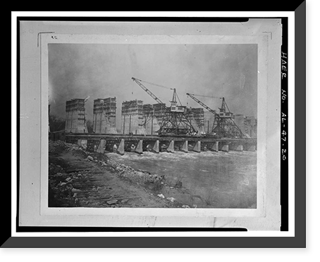 Wilson Dam & Hydroelectric Plant, Spanning Tennessee River at Wilson Dam Road (Route, Muscle Shoals, Colbert County, AL - 20, Vintage Print