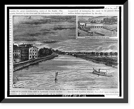 Augusta Canal, Augusta, Richmond County, GA - 42, Antique Print