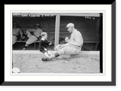 Historic Framed Print, Rube Marquard & Rube Jr. baseball,  17-7/8" x 21-7/8"