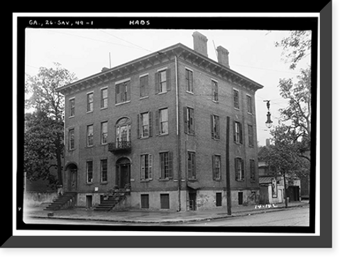 Historic Framed Print, Waring House, 127 Oglethorpe Street, Savannah, Chatham County, GA,  17-7/8" x 21-7/8"