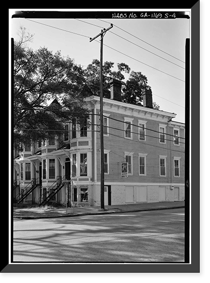 Historic Framed Print, Savannah Victorian Historic District, 201-203 East Duffy Street (House), Savannah, Chatham County, GA - 4,  17-7/8" x 21-7/8"