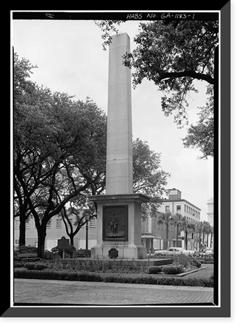 Historic Framed Print, Nathanael Greene Monument, Johnson Square, Savannah, Chatham County, GA,  17-7/8" x 21-7/8"