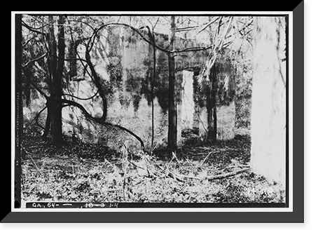 Historic Framed Print, Santo Domingo Mission (Ruins), Near Altamaha Canal (River), Broadfield vicinity, Glynn County, GA - 4,  17-7/8" x 21-7/8"