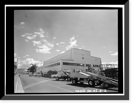 Historic Framed Print, Pearl Harbor Naval Shipyard, Building No. 58, Pearl Harbor Shipyard, South Corner of Avenue G &, Pearl Harbor, Honolulu County, HI - 2,  17-7/8" x 21-7/8"
