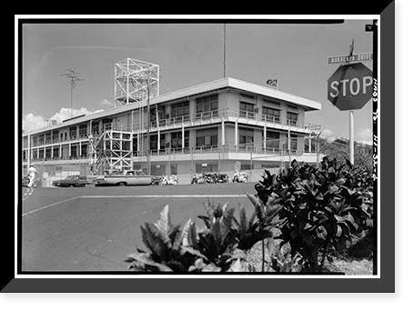 Historic Framed Print, U.S. Naval Base, Pearl Harbor, Headquarters, Commander-in-Chief of the Pacific Fleet, Intersection of Halawa & Makalapa Drives, Makalapa, Pearl Harbor, Honolulu County, HI - 4,  17-7/8" x 21-7/8"