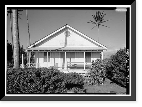 Historic Framed Print, Latter Day Saints Parish Hall, Kamehameha Street, Moloka'i Island, Kalaupapa, Kalawao County, HI,  17-7/8" x 21-7/8"