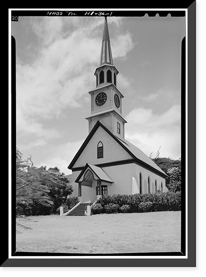 Historic Framed Print, Kaahumanu Church, South High Street, Wailuku, Maui County, HI,  17-7/8" x 21-7/8"