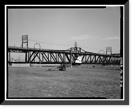 Historic Framed Print, Keokuk & Hamilton Bridge, Spanning Mississippi River, Keokuk, Lee County, IA - 18,  17-7/8" x 21-7/8"