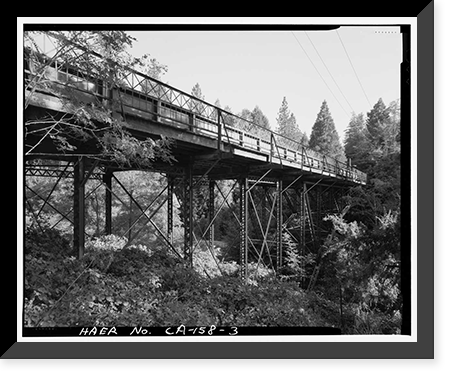 Historic Framed Print, Gault Bridge, Spanning Deer Creek at South Pine Street, Nevada City, Nevada County, CA - 3,  17-7/8" x 21-7/8"