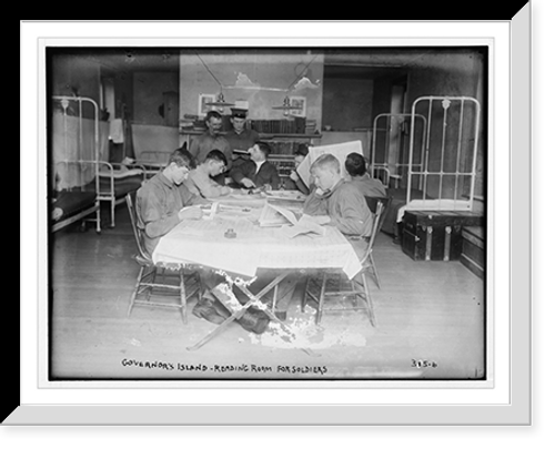 Historic Framed Print, Gov.'s Isl.: Reading Room for soldiers,  17-7/8" x 21-7/8"