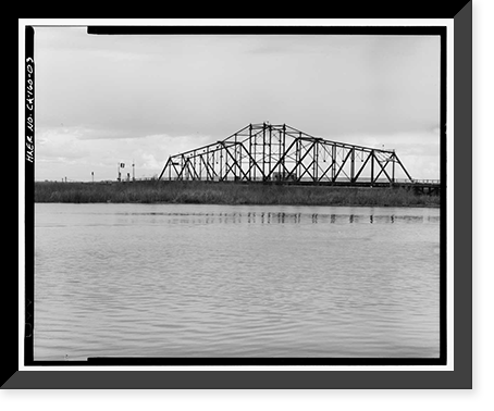 Historic Framed Print, Bacon Island Road Bridge, Spanning Middle River at Bacon Island Road, Stockton vicinity, San Joaquin County, CA - 3,  17-7/8" x 21-7/8"