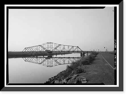 Historic Framed Print, Bacon Island Road Bridge, Spanning Middle River at Bacon Island Road, Stockton vicinity, San Joaquin County, CA - 6,  17-7/8" x 21-7/8"