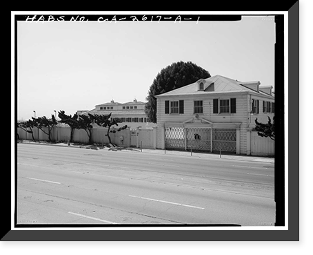 Historic Framed Print, Marion Davies Estate, Fence & Bulkhead, 415 Pacific Coast Highway, Santa Monica, Los Angeles County, CA,  17-7/8" x 21-7/8"