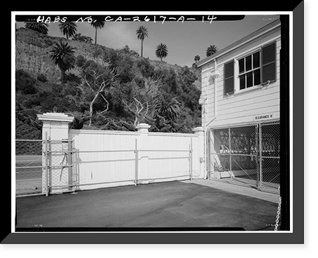 Historic Framed Print, Marion Davies Estate, Fence & Bulkhead, 415 Pacific Coast Highway, Santa Monica, Los Angeles County, CA - 14,  17-7/8" x 21-7/8"