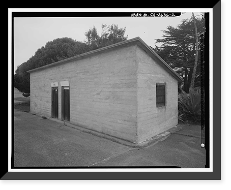 Historic Framed Print, Presidio of San Francisco, Flammable Materials Storehouse SM-38, Letterman Hospital Complex Gorgas Avenue vicinity, San Francisco, San Francisco County, CA - 2,  17-7/8" x 21-7/8"