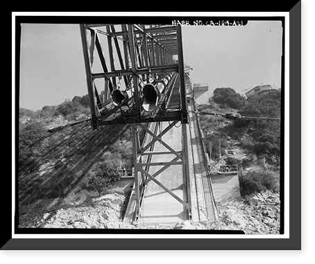 Historic Framed Print, Variable Angle Launcher Complex, Variable Angle Launcher, CA State Highway 39 at Morris Reservior, Azusa vicinity, Los Angeles County, CA - 21,  17-7/8" x 21-7/8"