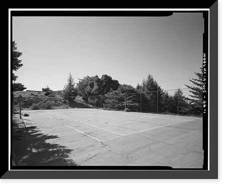 Historic Framed Print, Mill Valley Air Force Station, Tennis Courts, East of Ridgecrest Boulevard, Mount Tamalpais, Mill Valley vicinity, Marin County, CA,  17-7/8" x 21-7/8"