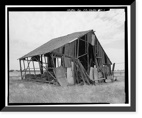 Historic Framed Print, Hudson-Cippa-Wolf Ranch, Hay Barn, Sorento Road, Sacramento, Sacramento County, CA,  17-7/8" x 21-7/8"