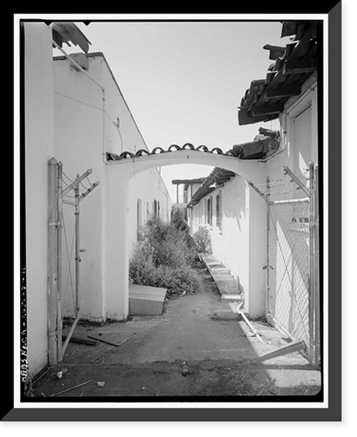 Historic Framed Print, Mission Motel, South Court, 9235 MacArthur Boulevard, Oakland, Alameda County, CA - 11,  17-7/8" x 21-7/8"