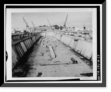 Historic Framed Print, Hunters Point Naval Shipyard, Drydock No. 4, San Francisco, San Francisco County, CA - 17,  17-7/8" x 21-7/8"