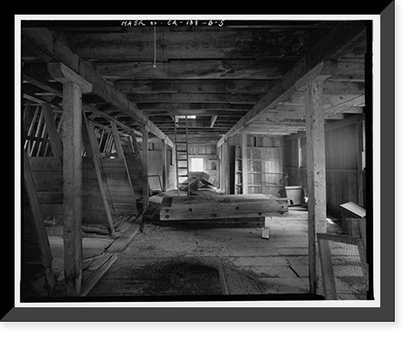 Historic Framed Print, Butt Valley Dam, Gate Tender's Barn, Butt Valley Reservoir Road, Caribou vicinity, Plumas County, CA - 5,  17-7/8" x 21-7/8"