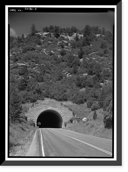 Historic Framed Print, Prater-Morefield Tunnel, Main Entrance Road, South-southwest of Morefield V, Cortez vicinity, Montezuma County, CO - 3,  17-7/8" x 21-7/8"