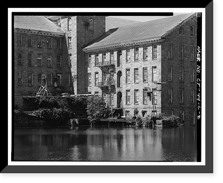 Historic Framed Print, Willimantic Linen Company, Mill No. 2, South Main Street opposite Durham Street, North ba, Windham, Windham County, CT - 3,  17-7/8" x 21-7/8"