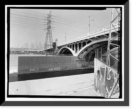 Historic Framed Print, First Street Bridge, Spanning Los Angeles River at First Street, Los Angeles, Los Angeles County, CA - 4,  17-7/8" x 21-7/8"