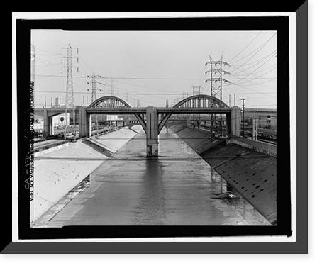 Historic Framed Print, Sixth Street Bridge, Spanning 101 Freeway at Sixth Street, Los Angeles, Los Angeles County, CA - 4,  17-7/8" x 21-7/8"