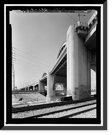Historic Framed Print, Sixth Street Bridge, Spanning 101 Freeway at Sixth Street, Los Angeles, Los Angeles County, CA - 14,  17-7/8" x 21-7/8"