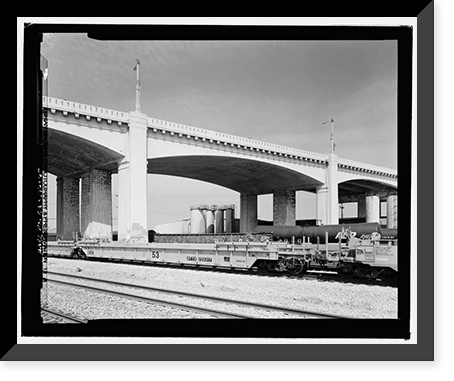 Historic Framed Print, Sixth Street Bridge, Spanning 101 Freeway at Sixth Street, Los Angeles, Los Angeles County, CA - 16,  17-7/8" x 21-7/8"